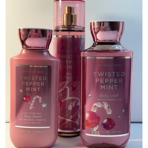 BATH & BODY WORKS TWISTED PEPPERMINT TRIO SET; BRAND NEW